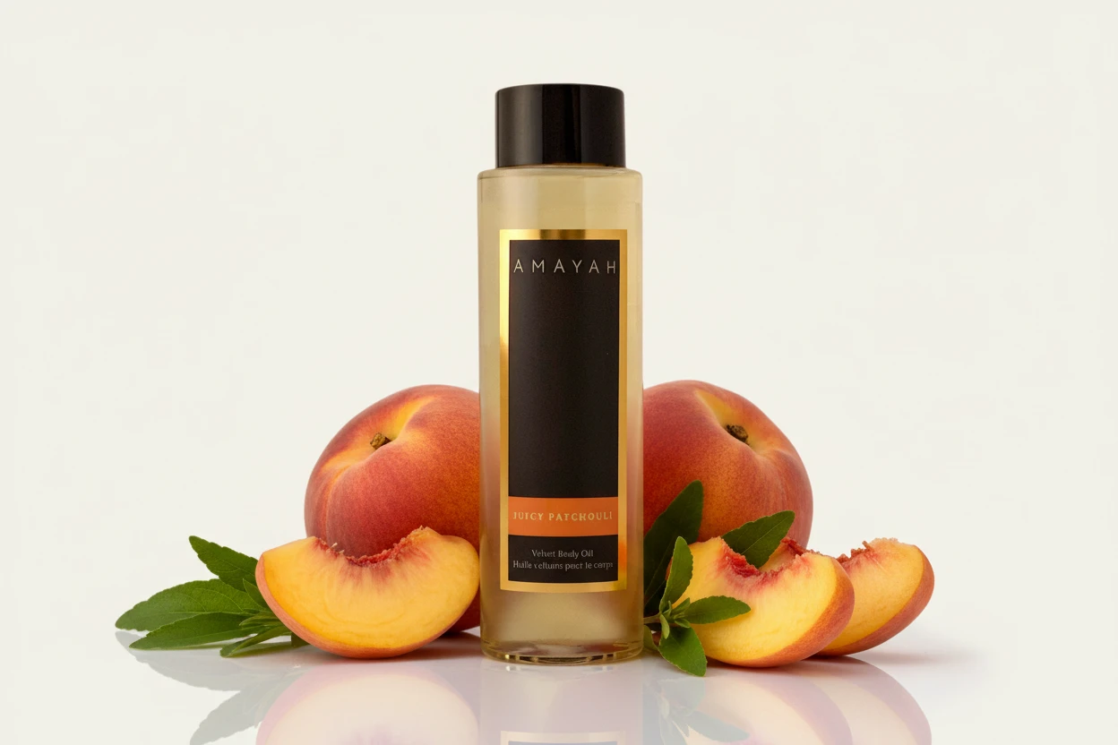 زيت الجسم المخملي "جوسي باجولي" برائحة خوخ، مسك، خشابي