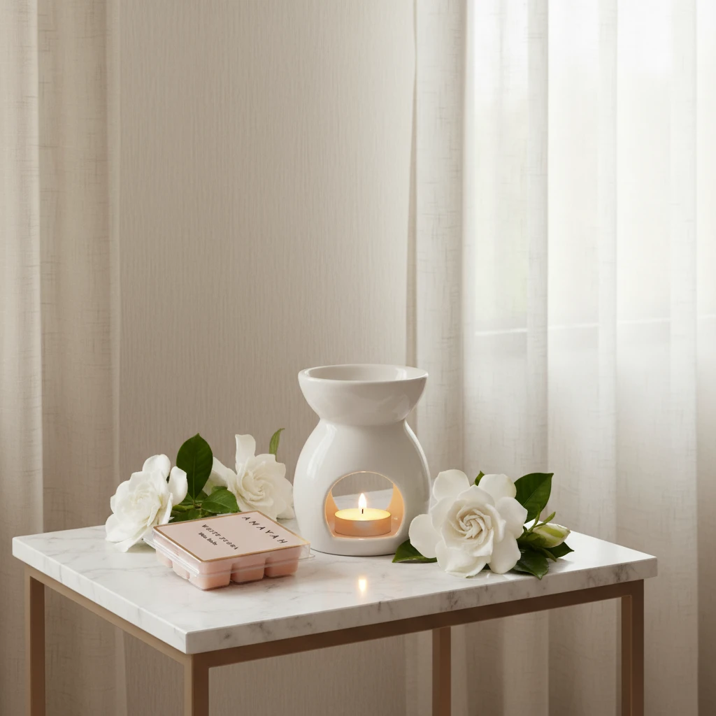 شمع للفواحة "وايت فلورا" برائحة الزهور البيضاء