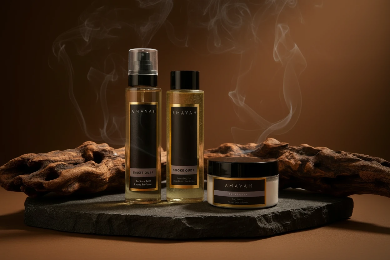 المجموعة الكاملة للعناية "سموك عود" برائحة بخوروعمبر